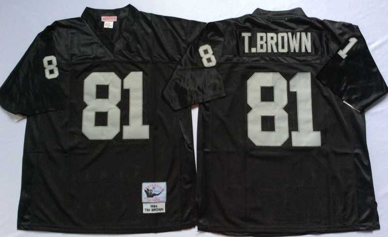 Raiders 81 Tim Brown Black M&N Throwback Jersey->nfl m&n throwback->NFL Jersey